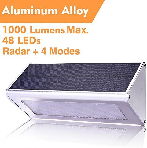 TBAO Solar Light, 48LEDs 1100Lumens Aluminum Alloy Solar Radar Sensing Light Outdoor Solar Lights Garden Wall lamp Solar Street Light