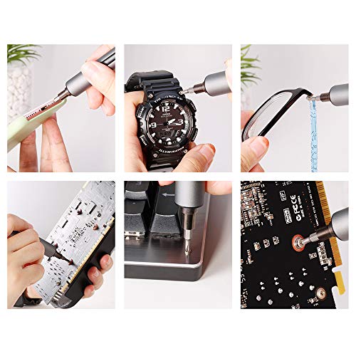 Portable Electric Screwdriver Lithium Alloy Body USB Charging, 56 Precision Drill Bits and 3 LED Lights Cordless Screwdriver Automatic, Manual Two Modes can Be Used For Smart Phone, RC Drone, Computer