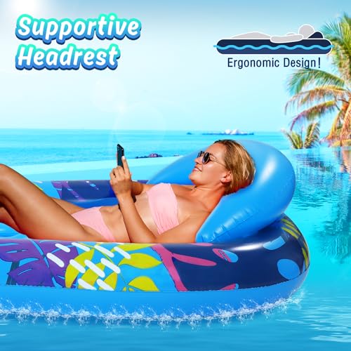 Subtail Pool Mat – Inflatable Pool Mat with Removable Cup Holder – Pool Floats – Inflatable Swimming Pool Mats for Adults – Beach Mat – Inflatable Inflatable Mattress