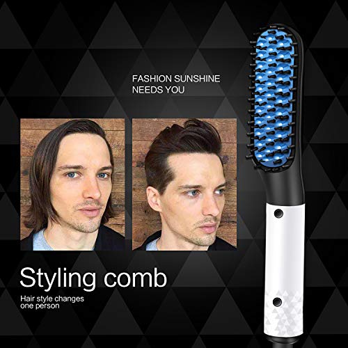 Quick Beard Straightener Brush, Electric Hair Straightening Comb Styling Comb Hair Straightener Heat Brush Magic Massage Comb Electric Hair Tool for Men