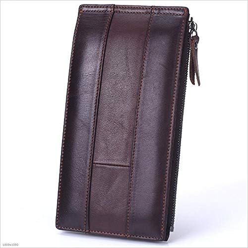 Leather Multi-Card Card Bag Men's Clutch Bag Long Folding Wallet Ultra-Thin Card Holder,Brown [Energy Class A]