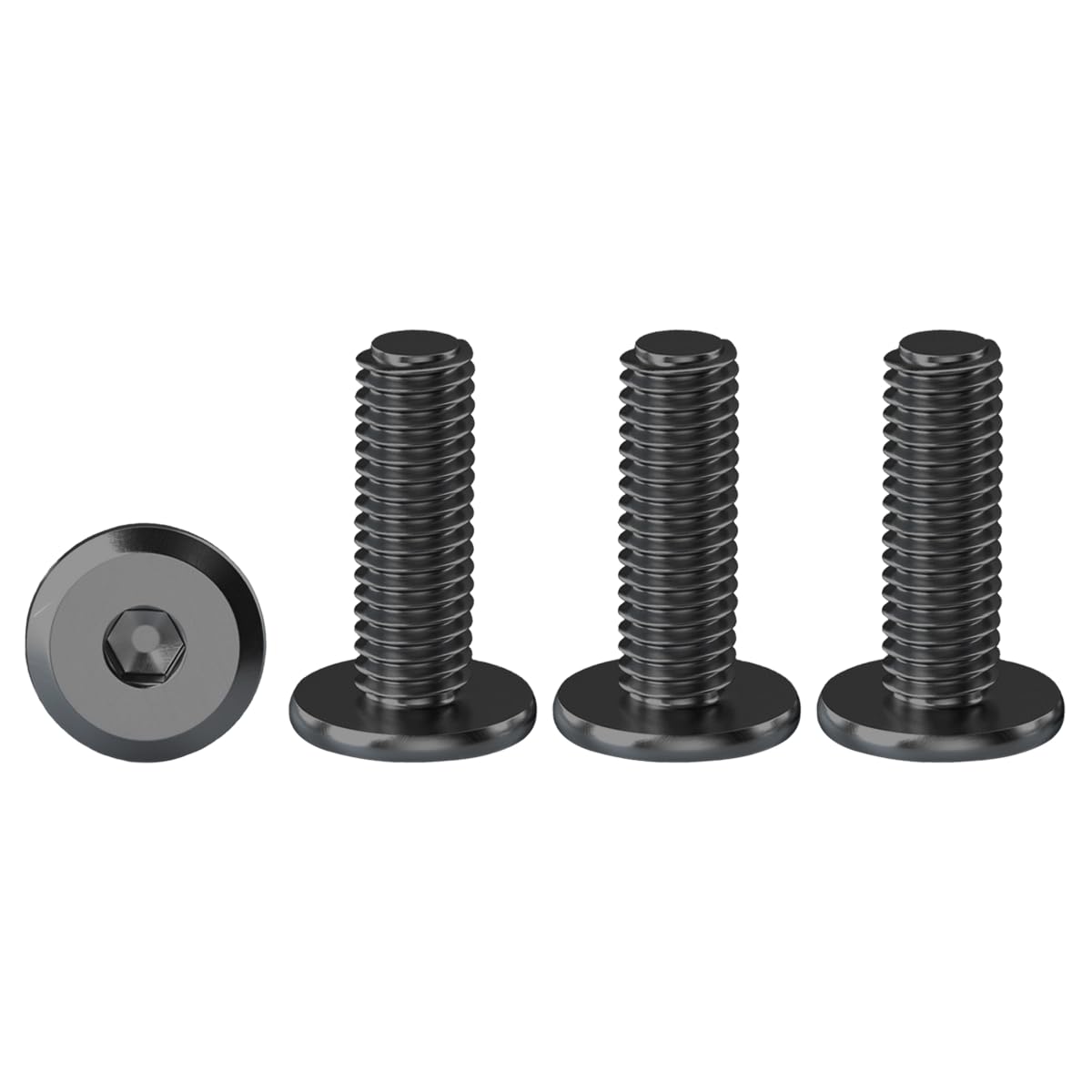 Drenky Hexagon Furniture Bolts, M4 X 16mm Black Flat Hex Bolt 20 Pack Hex Socket Flanged Button Head Screws Bolts Fully Thread Joint Connector Bolts, Hardware Screw — image 1