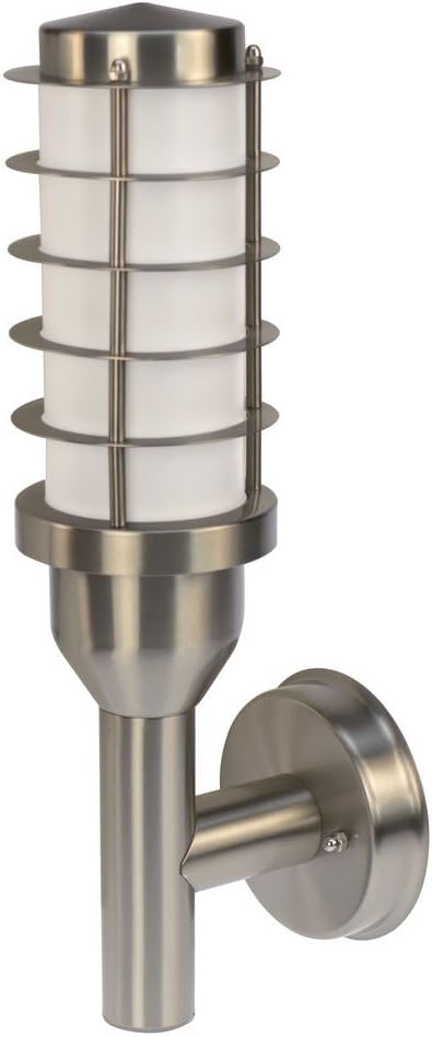 Heitronic Lima Gunmetal & White Outdoor Wall Light Stainless Steel/Plastic, 36580