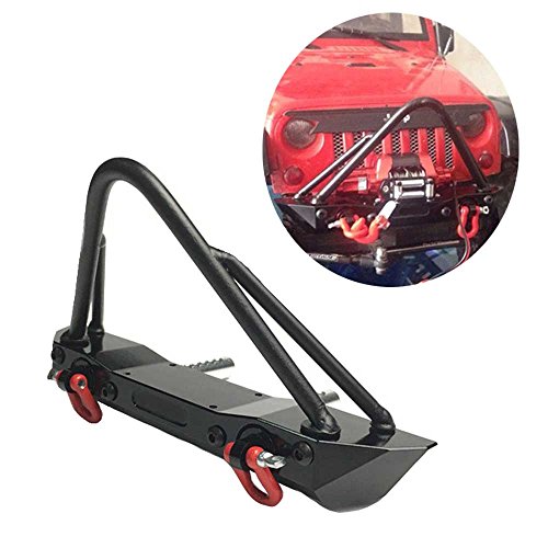 LAFEINA 1/10 RC Front Bumper, Metal Bumpers Bull Bar with Shackles for 1/10 RC Crawler Car SCX10 D90