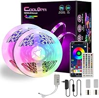 10M LED Strip, COOLAPA RGB LED Streifen mit 40-Tasten Fernbedienung, Wasserdicht IP65, 12V 300LEDs, App-Steuerung, SMD...