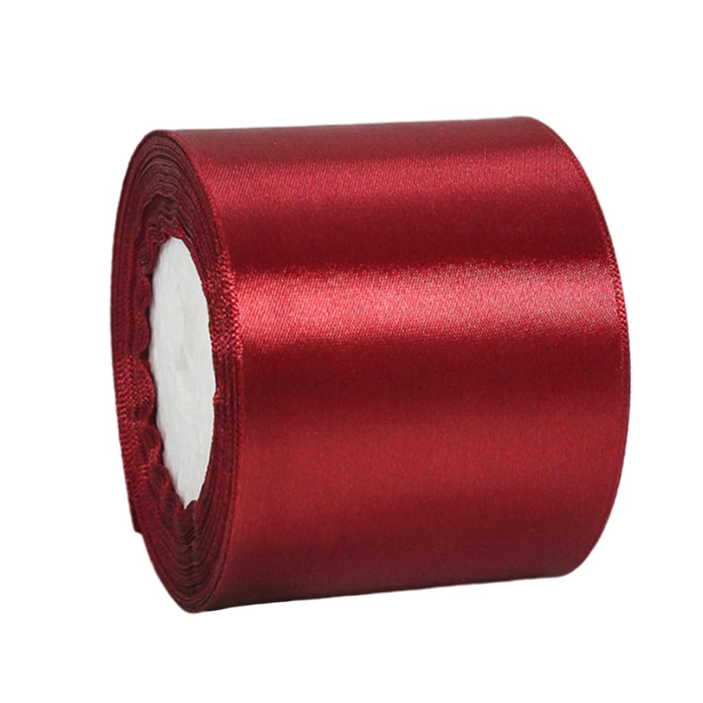 Wide Claret Ribbon 75mm Satin Ribbons for Gift Wrapping,22m 2.9Inch Silk Thick Wrapping Ribbon Wine Red for Crafting,Union Jack British,Christmas,Wedding Car,Bouquet,Cake Decoration