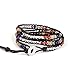 sedmart 7 Chakra Three Layers Soft Leather Bracelet Mixed Silver Plated Beaded Gemstones Meditation Multilayer Wrap Woven bangle Jewelry