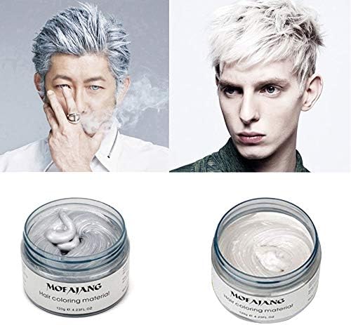 MOFAJANG Temporary Hair Color Wax,2 Colors - Sliver Grey, White, Fun and Effective Modeling Fashion DIY Hair for Show,Party, Cosplay, Halloween, Date