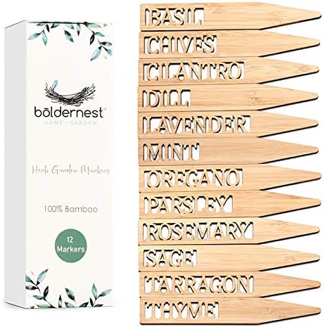 Boldernest 竹製ハーブガーデンマーカー 12個セット 美しいハーブガーデンラベル 丈夫なハーブ