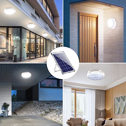 MEIHONG Solar Ceiling Lights Indoor Outdoor, Home Intelligent Solar LED Pendant Light with Remote Control & 16.4ft Extension Cord, Solar Barn Light Solar Powered Shed Light for Porch, Patio,Garage