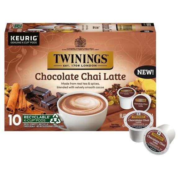 TWININGS CHOCOLATE CHAI LATTE TEA K-CUP PODS FOR...