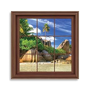 Framed Canvas Home Artwork Decoration View from The Window Canvas Wall Art for Living Room, Bedroom - 16x16 inches