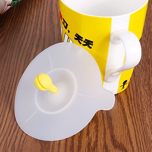 Whitelotous Silicone Cup Lid - Bean Sprouts Dustproof Reuseable Magic - Tea Coffee Cover Lid (Yellow)