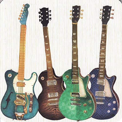 Greetings Card (NQ0067) - Birthday - Guitars - From The Pizazz For Men Range - With An Embossed Finish.
