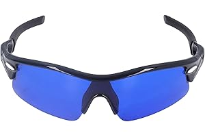 MOUMOUTEN Golf Ball Finder Glasses, Polarized Blue Lens UV Proof Sun Protection Grass Filter with Glasses Cloth and Storage Bag, Ball Finding Filtering Sunglasses for Golfers(Black)