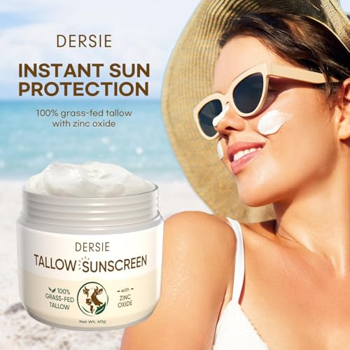 Dersie Tallow Sunscreen SPF 30 – Mineral UV Defense with Non-Nano Zinc Oxide – Face & Body Sun Protection for Adults & Kids – with 100% Grass-Fed Beef Tallow for Skin Comfort (2.1 oz)