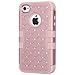 Majesticase iPhone 4/4S Case - 3 Layers Diamante Bling Crystals Full Body Hybrid Armor Protection Cover + FREE Stylus in Rose Gold