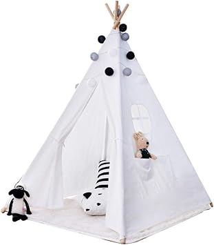 Owxjk Weiss Tipi Zelt Kinderzimmer Madchen Spielzelt Fur Kinder Baumwolle Segeltuch Kinderzelt Kinder Zelt Junge Indianer 4 Holzstangen Mit Zubehor White Amazon De Kuche Haushalt