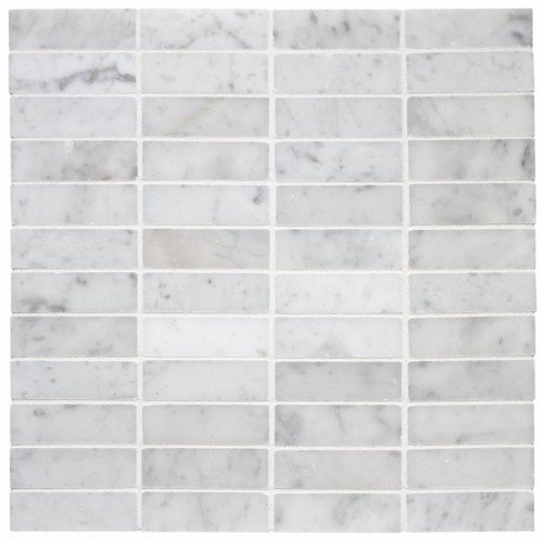 CARRARA VENATO HERRINGBONE 1X2" MOSAIC MARBLE TILE