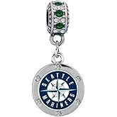 Seattle Baseball Round Charm-Compatible With Pandora Style Bracelets