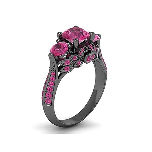 Mejor compromiso anillos de boda en 3,20 ct rosa Zirconia cúbico corte redondo cristal