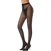 Viyongan Patterned Tights for Women High Waist Pantyhose Black Sheer Stockings 15D