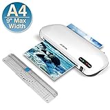 Laminating Machine, JZBRAIN A4 Laminator Machine with Trimmer, Fast Warm-Up, Quick Laminating Speed, 9 inches Thermal Laminator for Home Office School Use ( White)