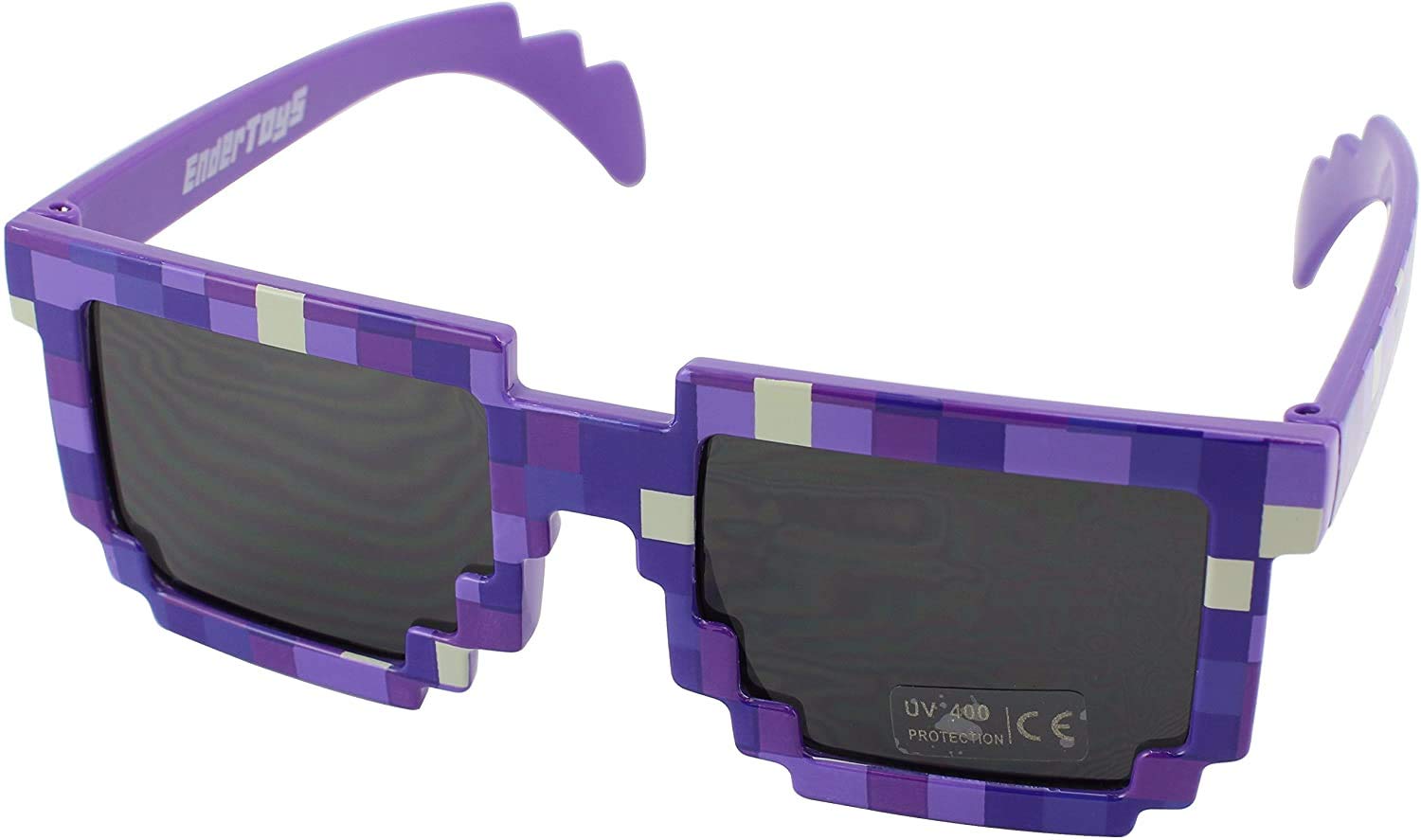 Pixel Kids Sunglasses Purple - Novelty Retro Gamer Geek Glasses for Boys and Girls Ages 6+ by EnderToys
