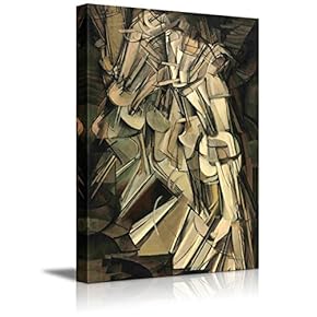 Nude Descending a Staircase No. 2 by Marcel Duchamp - Canvas Print Wall Art Famous Painting Reproduction - 12" x 18"