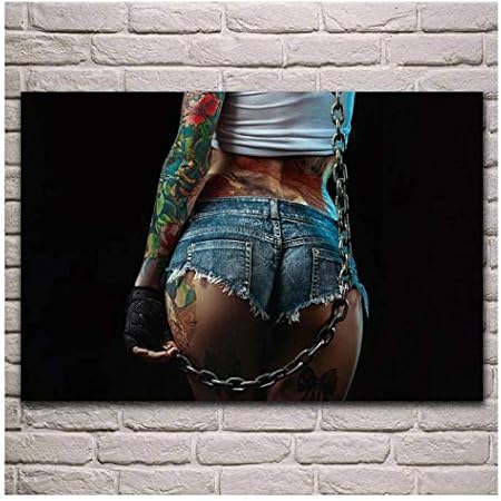 H/T Arte Mujer Cadena Sexy Culo Tatuaje Espalda Cartel De Tela Sala De