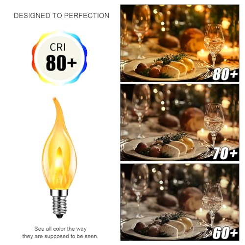 LVWIT LED Flame Light Bulb, Retro Flickering Flame E14 Bulb, Warm Light 1800K, Orange Filament Bulb 35 Lumens, Ideal for Daily Christmas and Party Decoration (6U, 2 Modes)