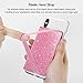 CASZONE Credit Card Holder Phone Wallet,Flip Wallet Stick on Back of Phone with Elastic Hand Strap,Cell Phone Card Holder Glitter Girl fit iPhone Android Case -Pink