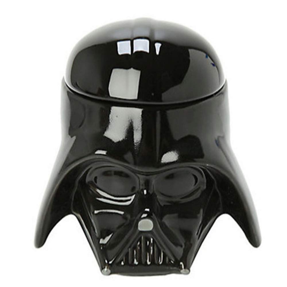 Hosoncovy Gift Creative 3D Warrior Knight Mug Ceramic Coffee Mug with Lid Coffee Cup Milktea Drink Cup with Handle (Black)