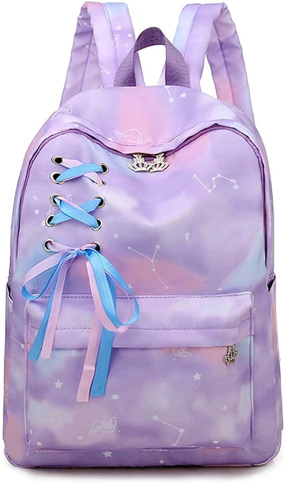 Amazon Co Jp リュックサック キッズ バッグ グラデーションカラー ゆめかわいい 大容量 収納 遠足 通学 塾 お出かけ 旅行 習い事 プレゼント ギフト 小学生 女の子 ピンク パープル ブルー チャーム リボン ポケット 軽量 背面ポケット ファッション おしゃれ