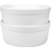 Foraineam 2 Pack Large Porcelain Souffle Ramekins, 48 Ounce, 1.5 Quarts White Bakeware Ramekin Set for Baking, Cooking, Serving and More