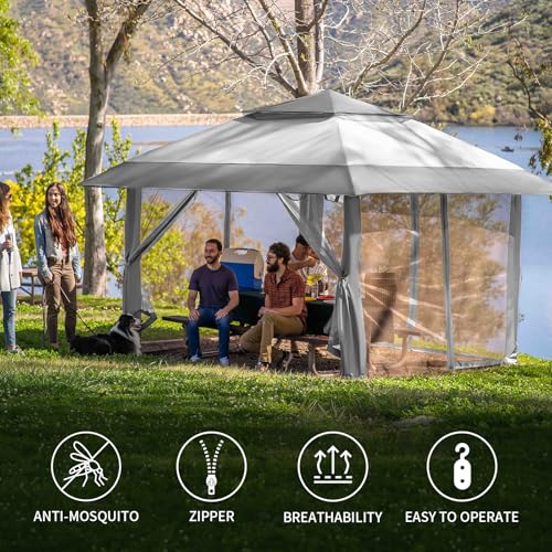 CROWN SHADES Gazebo Replacement Mosquito Netting, 10 x 10ft, Grey image 21
