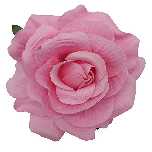 Sanrich 4pcs/pack Mexican Hair Flowers Pink Fabric Rose Hair Flowers Clips Hairpin Brooch Hair Accessory Wedding Party Headpieces (pink) - Thumbnail 2