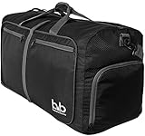 Extra Large Duffle Bag with Pockets - Waterproof Duffel Bag for Women and Men (Black)