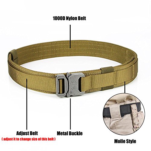 Aiduy Military Style Belt Nylon Belts with Metal Buckle Army Belts Webbing Belts 1.5'' inch (Coyote Brown, X-Large) - Thumbnail 2