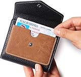 Travelambo RFID Front Pocket Wallet Minimalist Wallet Slim Wallet Genuine Leather (Crosshatch Black)