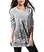 DJT Women's Scoop Neck Long Sleeve Stretchy Printed Casual Top Blouse Light Grey, One Size (Medium)