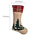 SANNO 18 inch Burlap Christmas Stockings, Large Bulk Woodland Moose Reindeer with Red Plaid Tartan Cuff Candy Bag Toy Socks Hanging Family Decorations Holiday Ornament