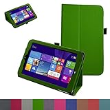 Mama Mouth PU Leather Folio 2-Folding Stand Cover for Insignia Flex 8 Bundle with Stylus - Green