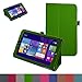 Mama Mouth PU Leather Folio 2-Folding Stand Cover for Insignia Flex 8 Bundle with Stylus - Green