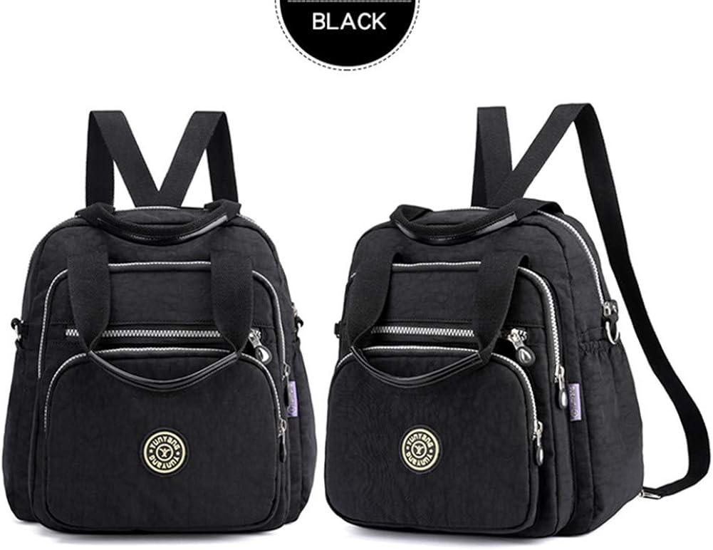 Nylon Multi-Pocket Crossbody Purse Bags for Women Travel Shoulder Bag casual Mummy bag (Black) - Image 3