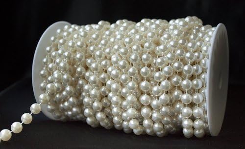 20 Yards Long 10mm Large Pearls Faux Crystal Beads ,Christmas , Wedding ,Party Decoration DIY Accessory(Ivory)