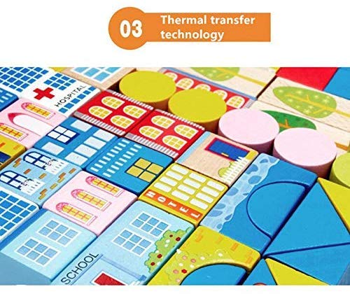 SuperLi Building Blocks for Toddlers - Colorful Baby Wooden Blocks for Preschool Learning - Baby Educational Toys for Kids - 28 Pcs Toy Blocks (62 Pieces City Transportation)