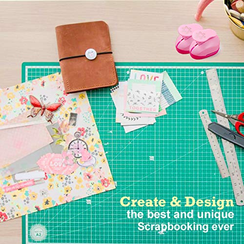 1 inch Paper Puncher Set, 6 Pcs Hole Punch Shapes, Pink Craft Punches for Scrapbooking Festival Paper Greeting Card, Lever Punch Includes Circle Heart Star Flower Butterfly Scallop for Kids Adults