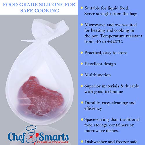 Chef Smarts 2 Pack Premium Reusable Large Cooking Silicone Sous Vide