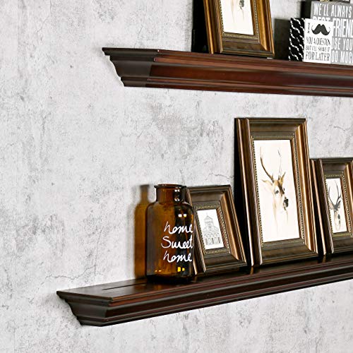 WELLAND Pine Wood Corona Crown Molding Floating Wall Photo Ledge Shelves Fireplace Mantel Shelf